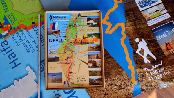 Israel-Landkarte Poster, Motivationsposter zum Wandern, Israel-Trail