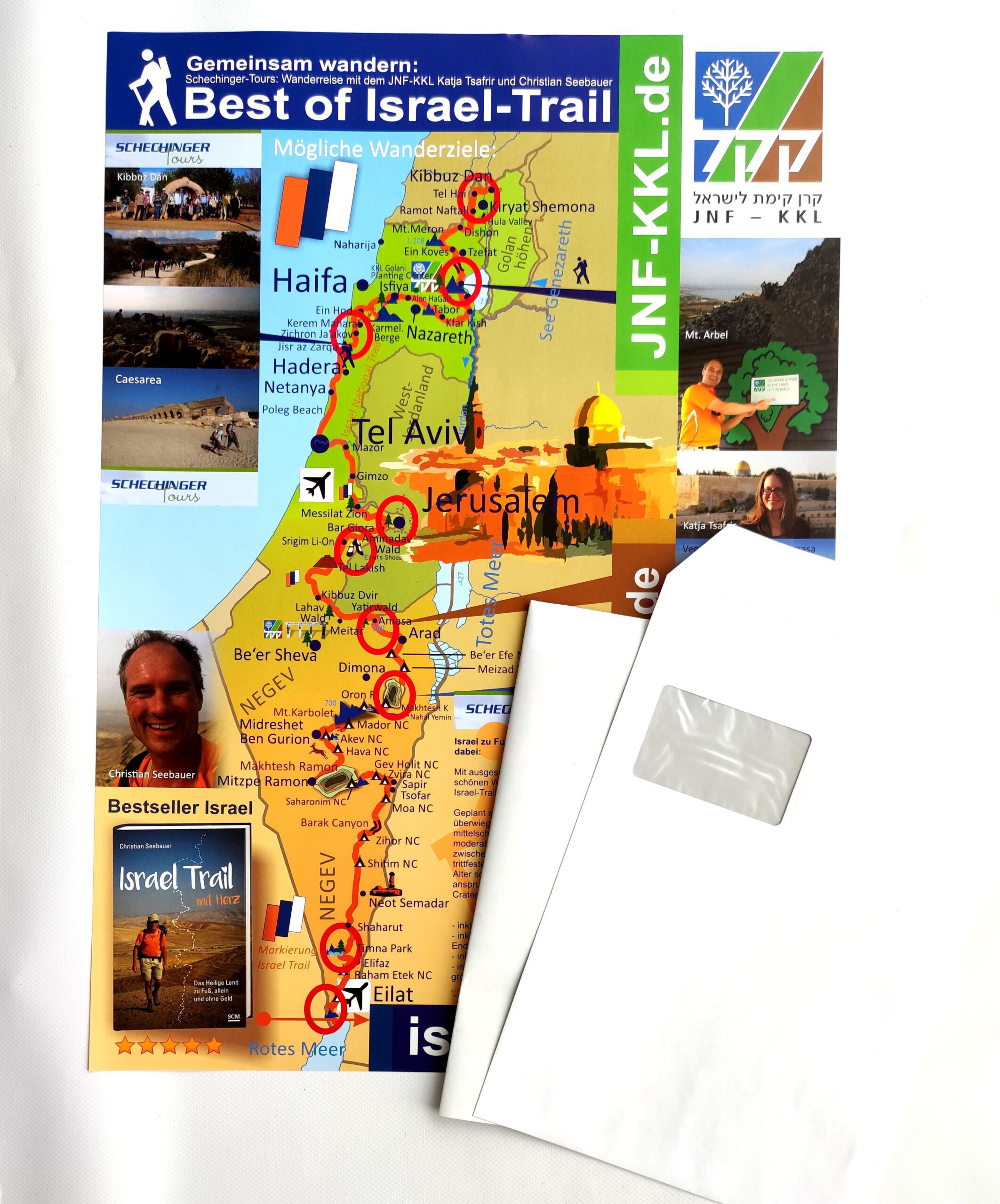 Faltposter Israel und Israel Trail, Wandern